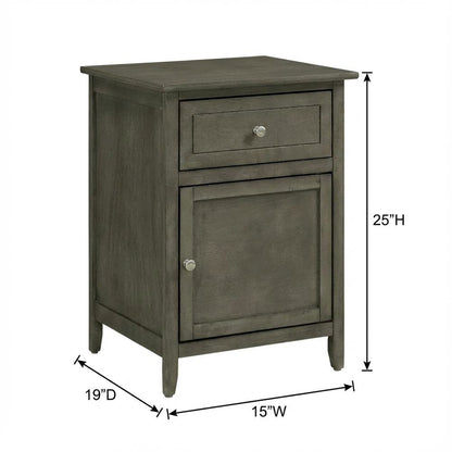 Gray Bedroom Nightstand with Dovetailed Drawer and Transitional Style