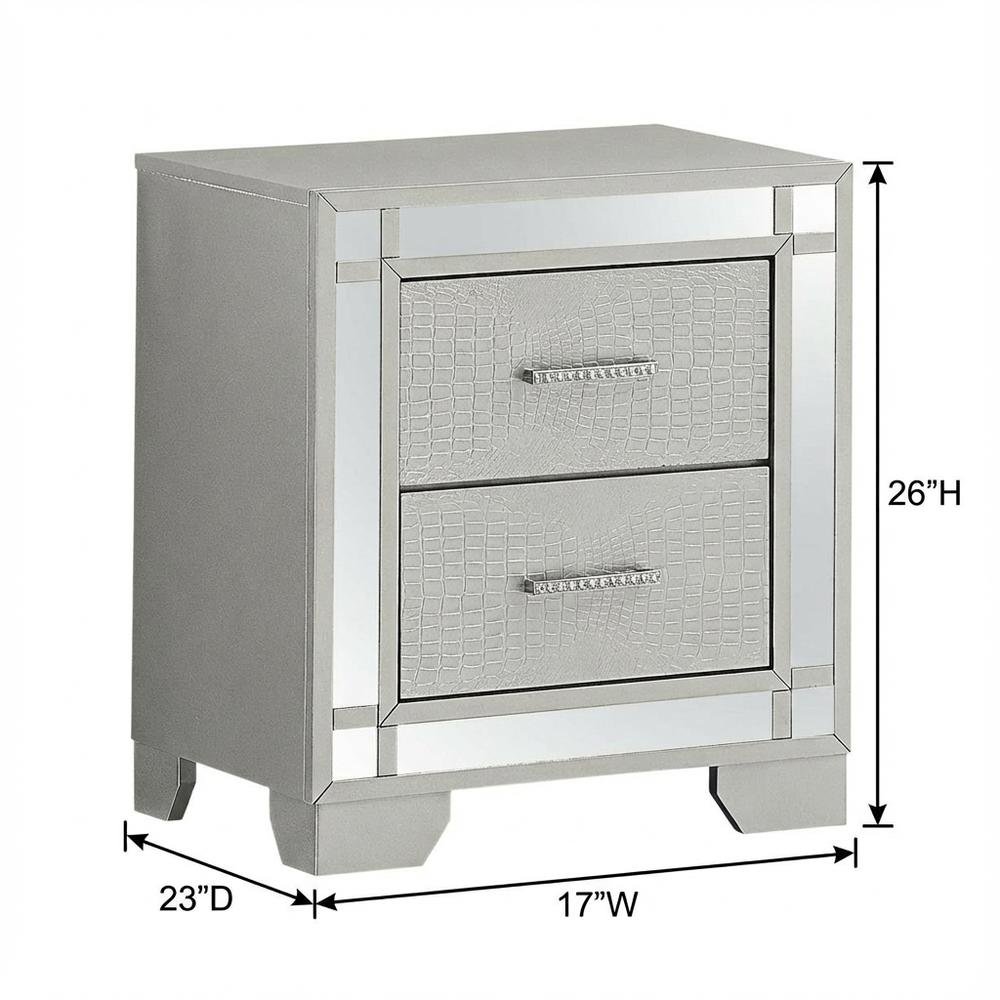 Champagne Nightstand with Glam Wooden Finish and Center Mount Metal Glides