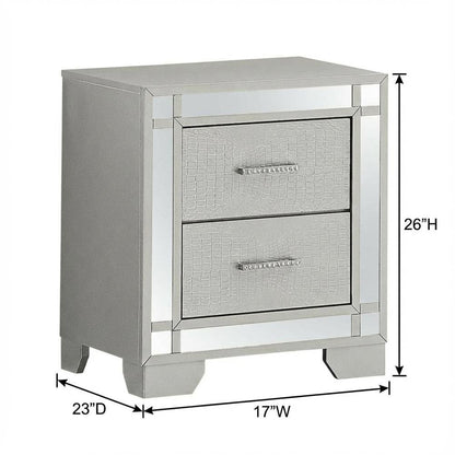 Champagne Nightstand with Glam Wooden Finish and Center Mount Metal Glides