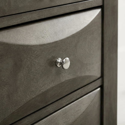 Gray Bedroom Nightstand, 3 Drawers, Dovetailed Construction, Contemporary Style