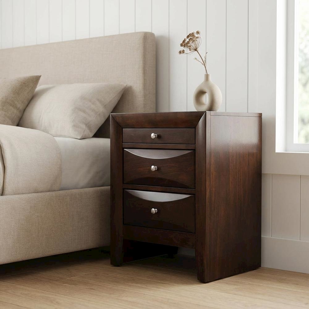 Cappuccino Nightstand with Contemporary Design and Sturdy Construction