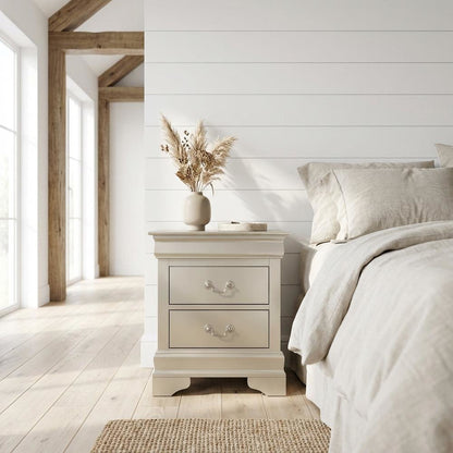 Traditional Philippe Nightstand in Champagne Finish with Dovetailed Drawers