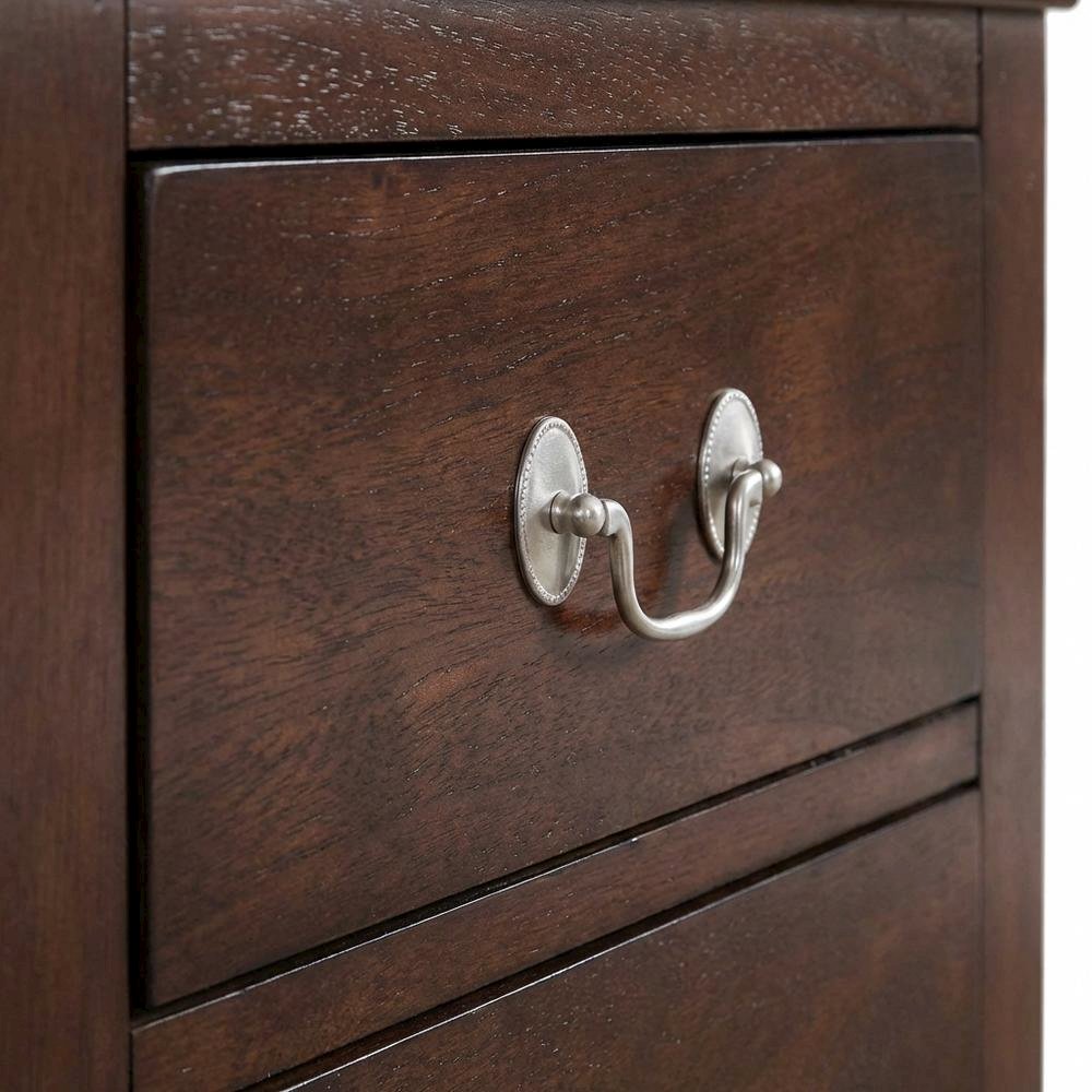 Traditional Cappuccino Nightstand with Dovetailed Drawers and Metal Glides