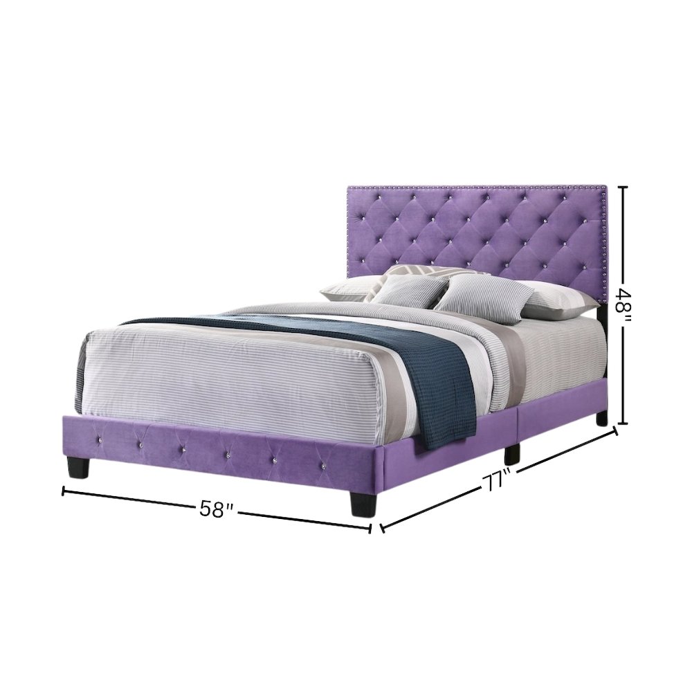 Elegant Purple Full Bed Frame, Kids Full Size Bed with Modern Design