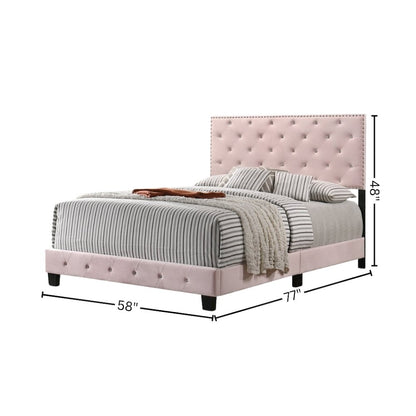 Elegant Pink Full Bed Frame for Girls, Classic Full Size Bed Design