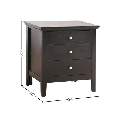 Black 3 Drawer Nightstand with Storage Organizer for Modern Bedrooms