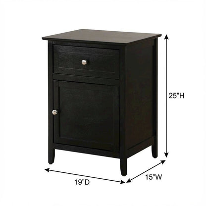 Black Bedroom Nightstand with Dovetailed Drawer and Transitional Style