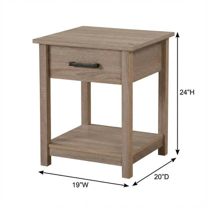 Sandal Wood Nightstand with Contemporary Style and Metal Drawer Glides