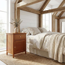 Oak-Colored Transitional Nightstand, Dovetailed Drawer, Metal Glide for Storage
