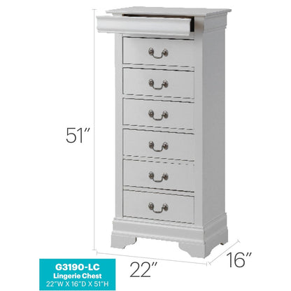 Glory Furniture Louis Phillipe Lingerie Chest in White Color