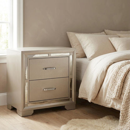 Champagne Nightstand with Dovetailed Drawers and Traditional Style