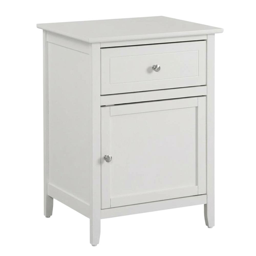 White Bedroom Nightstand with Dovetailed Drawer and Transitional Style