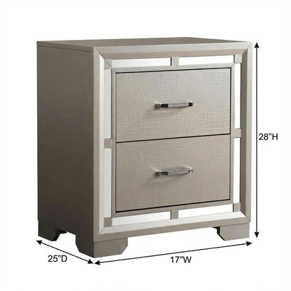 Champagne Nightstand with Dovetailed Drawers and Traditional Style