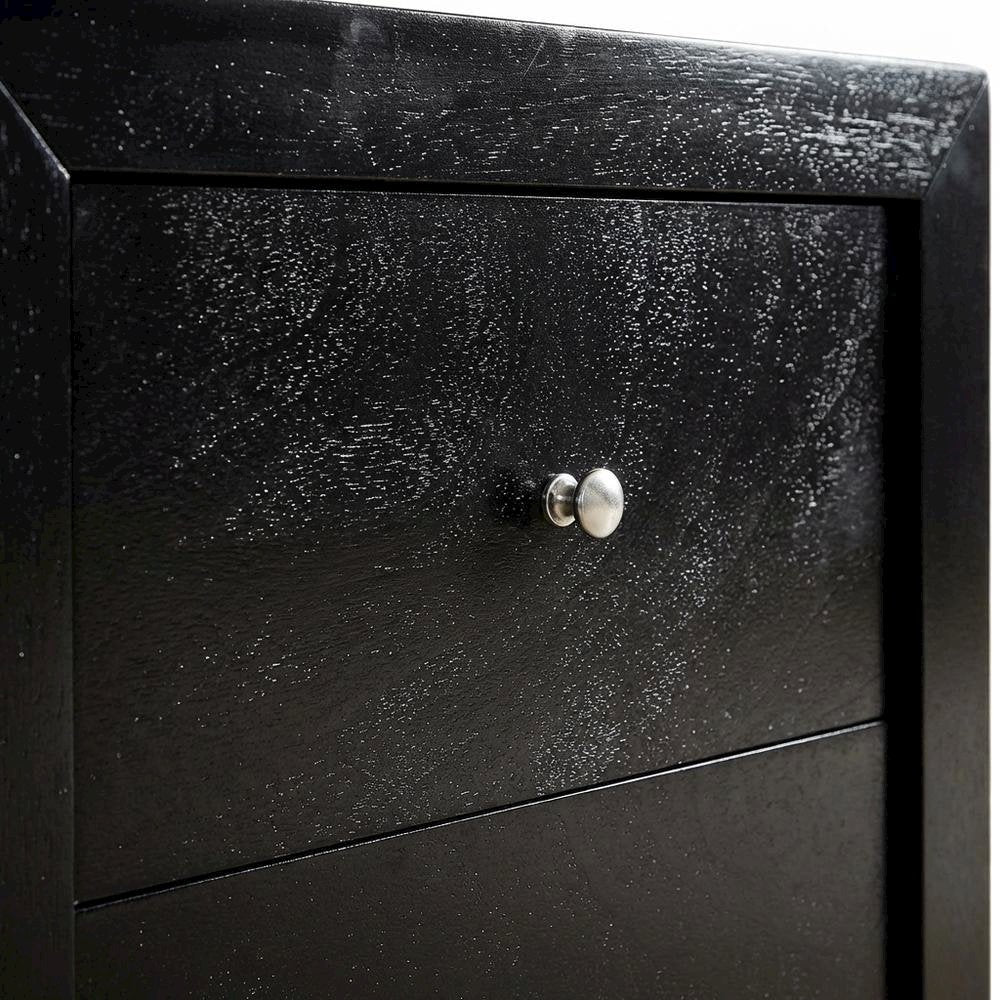 Black Bedroom Nightstand with Dovetailed Drawers and Transitional Style