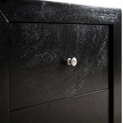 Black Bedroom Nightstand with Dovetailed Drawers and Transitional Style