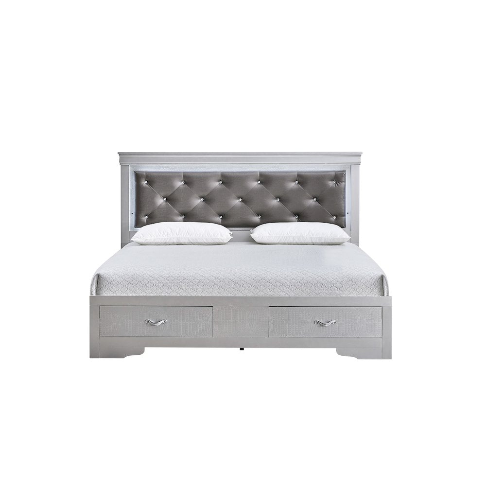 Glory Furniture Lorana Queen Bed, Silver Champagne Color