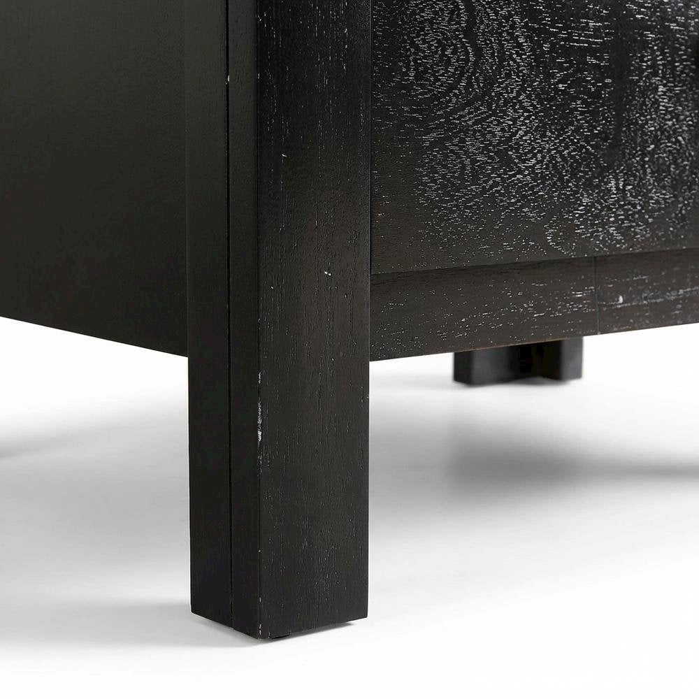 Black Bedroom Nightstand with Dovetailed Drawers and Transitional Style