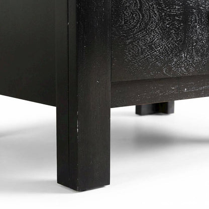 Black Bedroom Nightstand with Dovetailed Drawers and Transitional Style