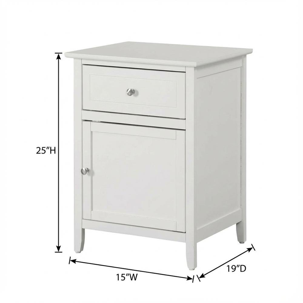 White Bedroom Nightstand with Dovetailed Drawer and Transitional Style