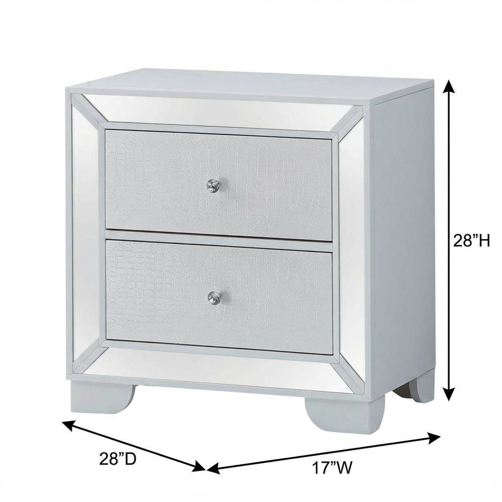White Bedroom Nightstand with Dovetailed Drawers and Contemporary Style