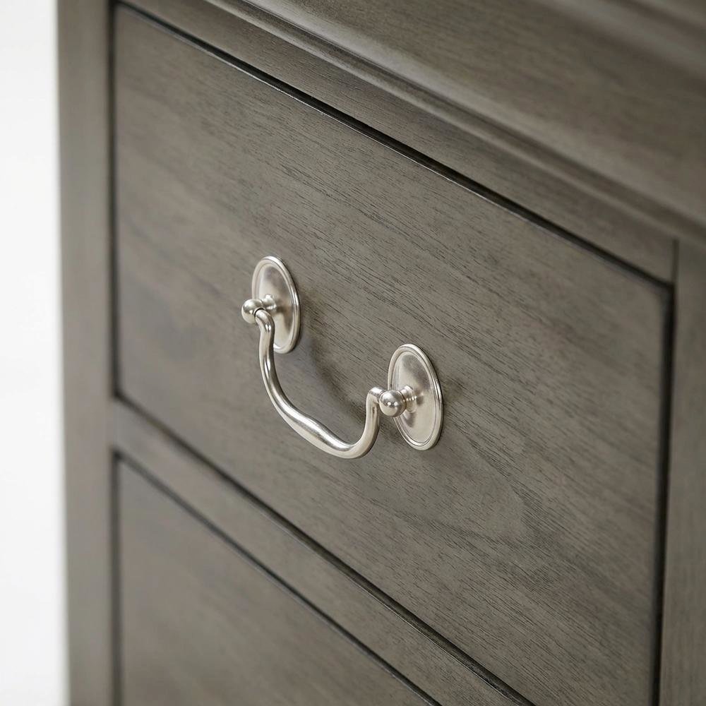 Gray Traditional Nightstand, Dovetailed Drawers, Metal Glides, Bedroom Furniture