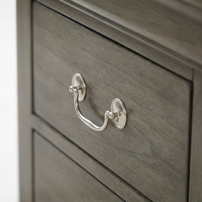 Gray Traditional Nightstand, Dovetailed Drawers, Metal Glides, Bedroom Furniture