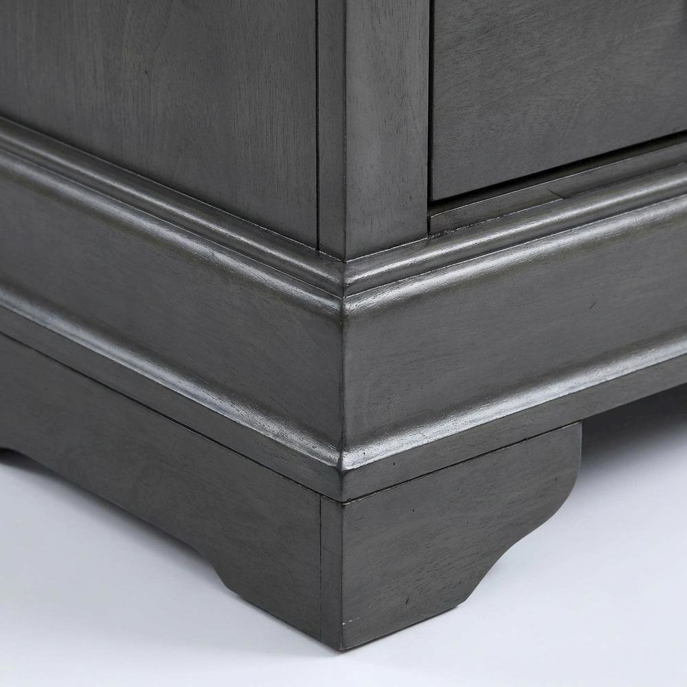 Gray Traditional Nightstand, Dovetailed Drawers, Metal Glides, Bedroom Furniture