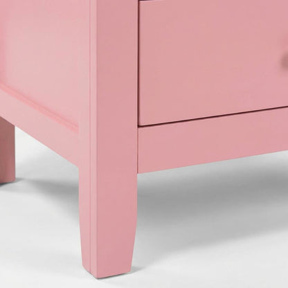 Pink Bedroom Nightstand with 3 Drawers, Casual Style, Dovetailed Construction