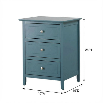 Blue 3-Drawer Nightstand with Transitional Style and Sturdy Construction