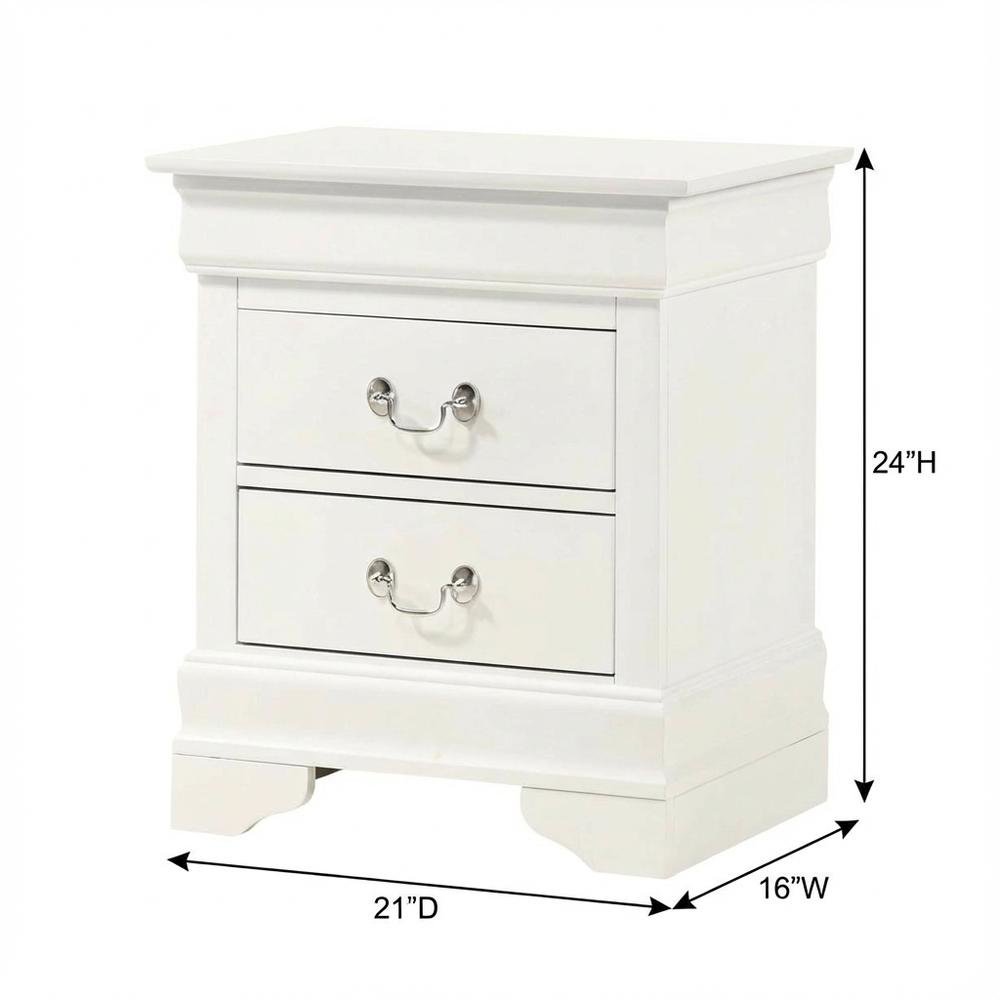 White Nightstand with Traditional Style and Dovetailed Drawers