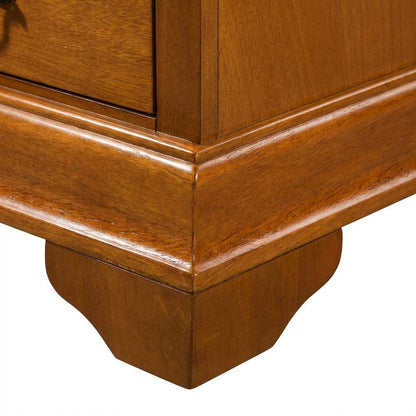 Traditional Oak Night Stand with Dovetailed Drawers and Metal Glides