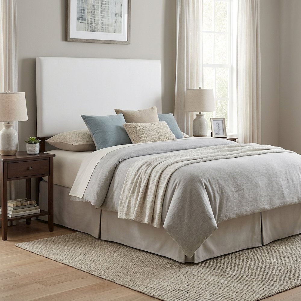 Light Gray Twin Headboard with Casual Design and Sturdy Frame Construction