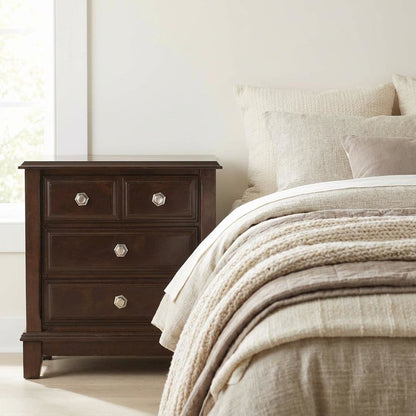 Cappuccino Nightstand with Dovetailed Drawers and Metal Glides