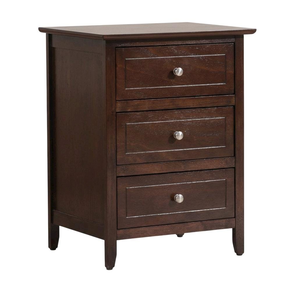 Cappuccino Nightstand with Dovetailed Drawers and Metal Glides