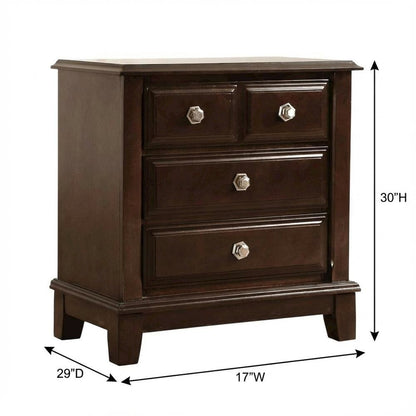Cappuccino Nightstand with Dovetailed Drawers and Metal Glides