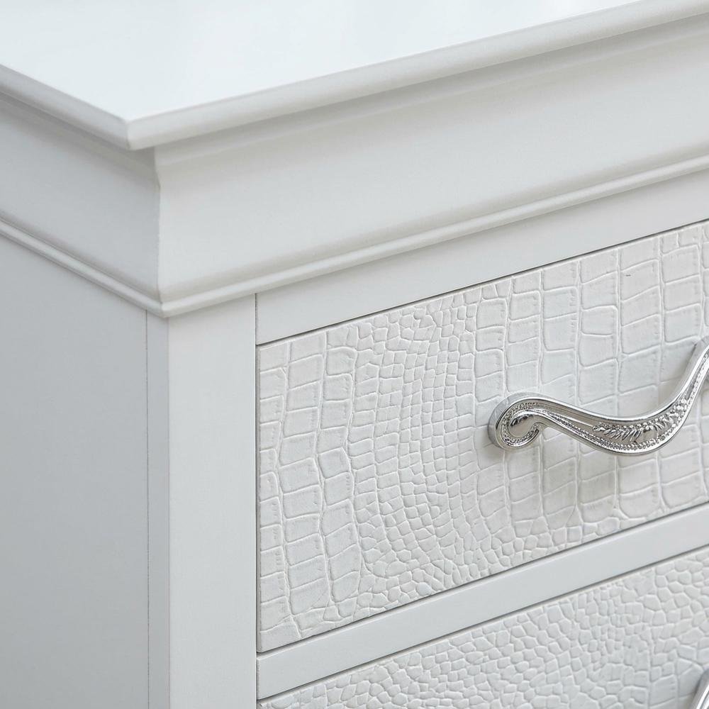 White Transitional Nightstand with Dovetailed Drawers and Metal Glides