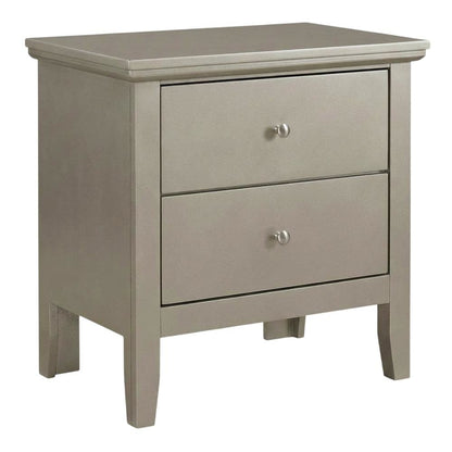 Champagne-Colored Nightstand, Dovetailed Drawer, Metal Glides, for Bedroom Style