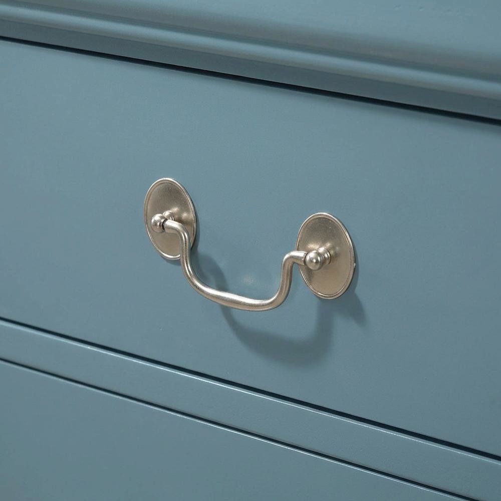 Teal Night Stand with Traditional Design and Ottoman-Style Storage