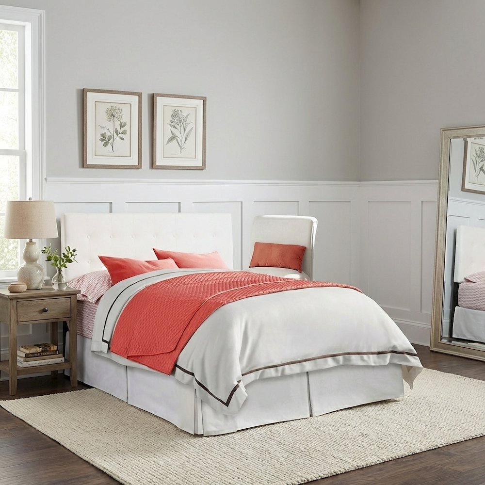 White King Headboard with Casual Design and Sturdy Frame Construction