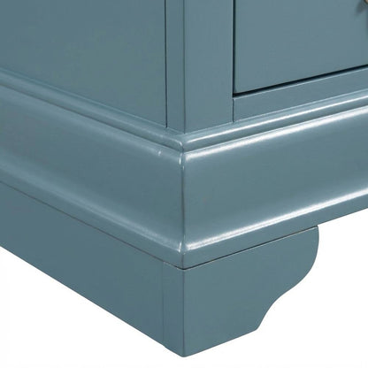 Teal Night Stand with Traditional Design and Ottoman-Style Storage