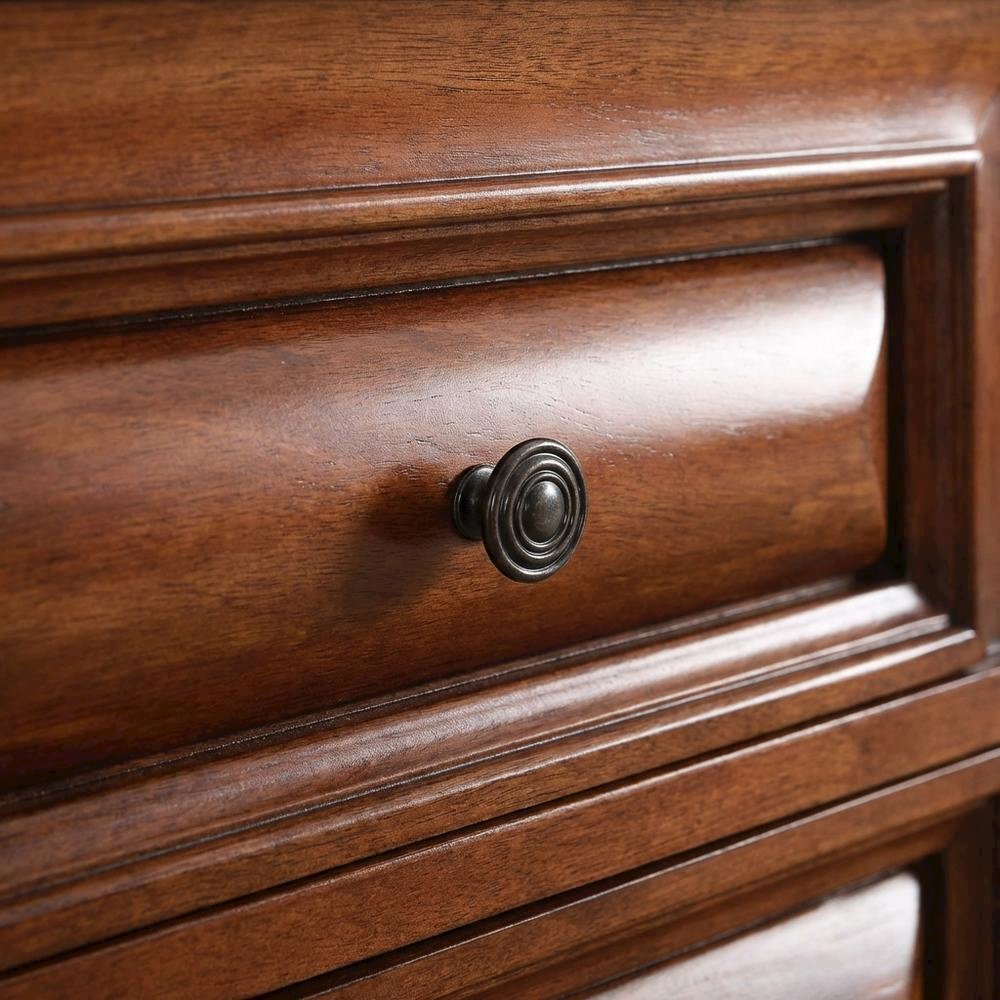 Transitional Nightstand in Oak Finish with 3 Drawers and Metal Glides