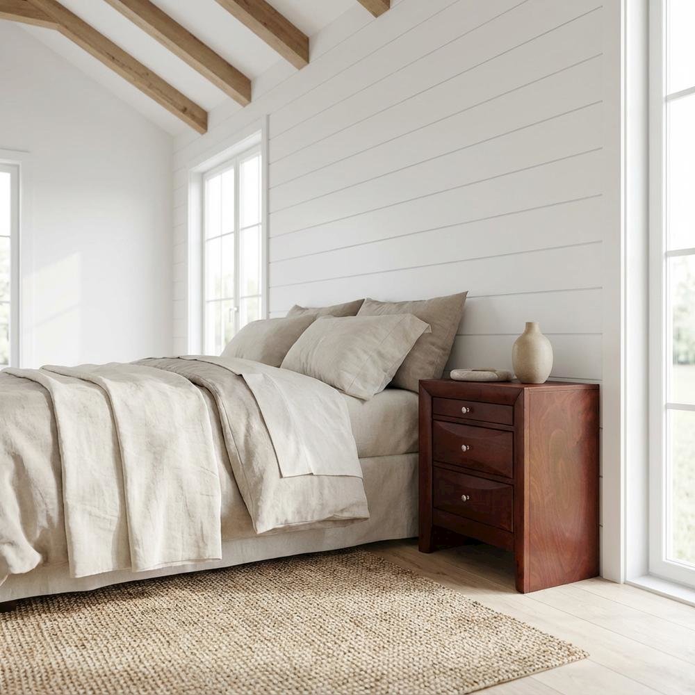 Contemporary Cherry Nightstand with Dovetailed Drawers and Metal Glides