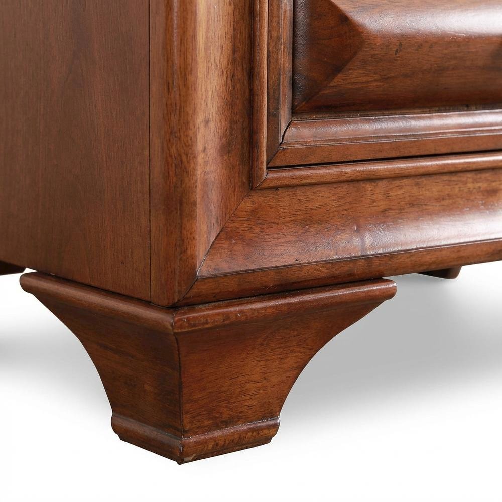Transitional Nightstand in Oak Finish with 3 Drawers and Metal Glides