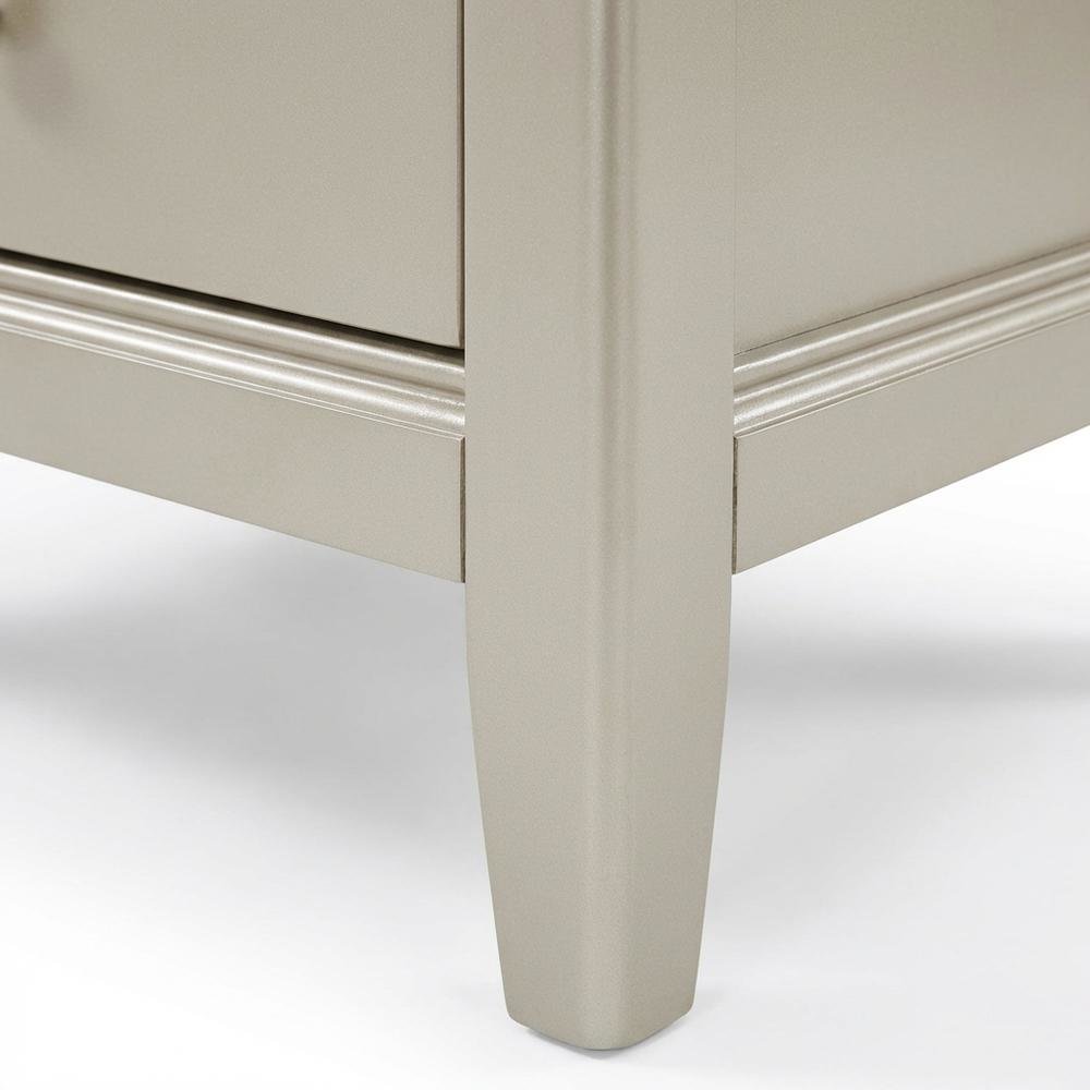 Casual Champagne Nightstand with Dovetailed Drawers and Metal Glides