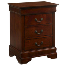 Cherry Nightstand with Traditional Style and 3 Drawers for Bedroom Storage