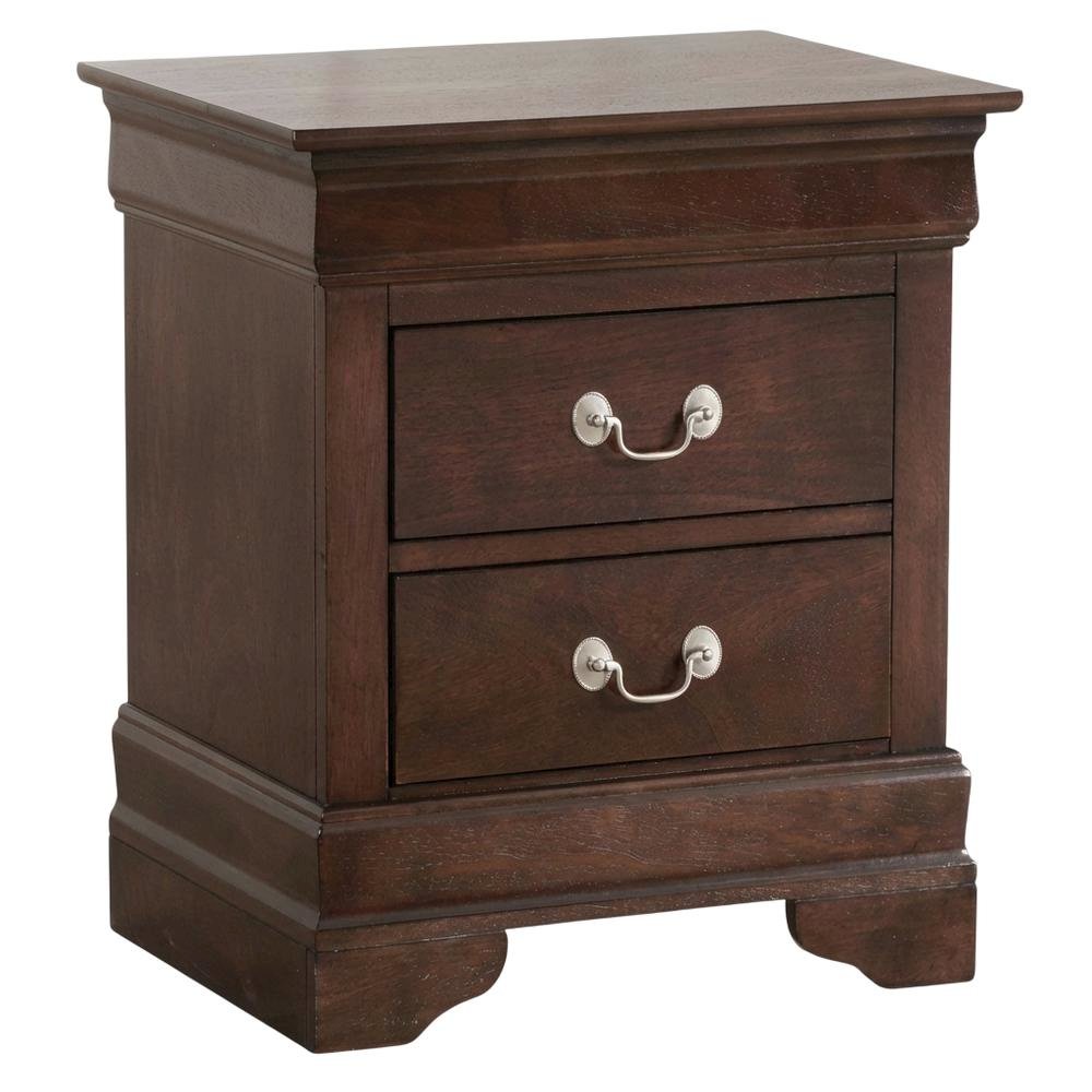 Traditional Cappuccino Nightstand with Dovetailed Drawers and Metal Glides