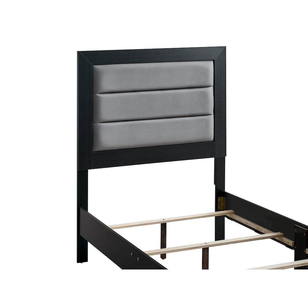 Wooden Platform Bed Frame with Headboard, Bedroom Bed Furniture, Black, Twin