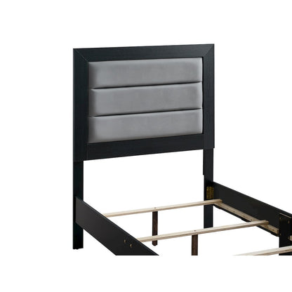 Wooden Platform Bed Frame with Headboard, Bedroom Bed Furniture, Black, Twin
