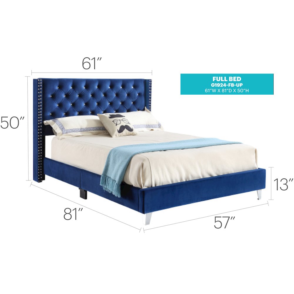 Glory Furniture Julie Full Bed in Navy Blue Color