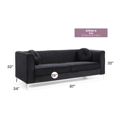 Glory Furniture Delray Sofa in Black Color